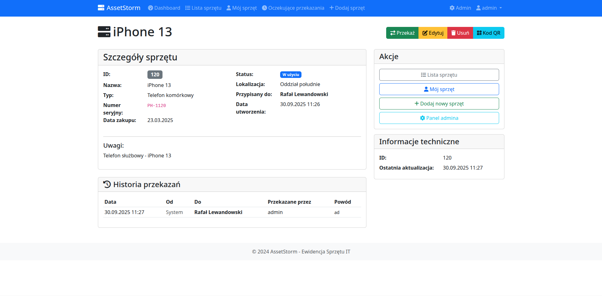 AssetStorm - System do ewidencji sprzętu
