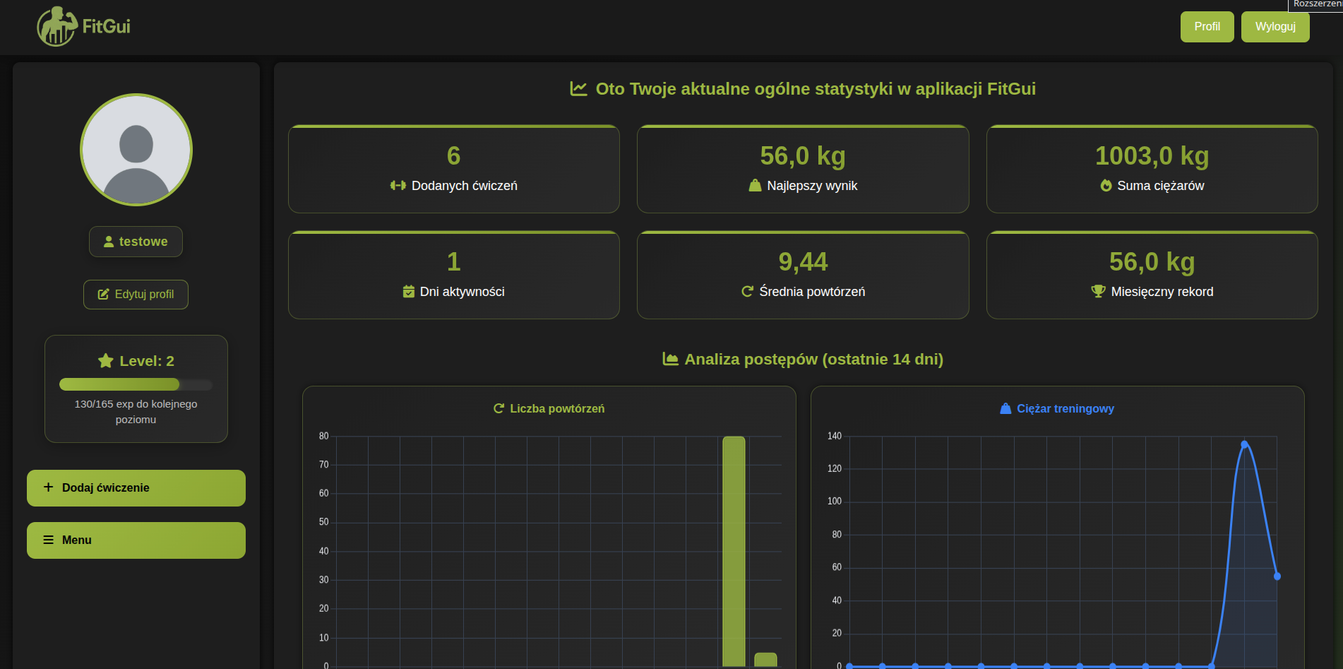 Fitgui.pl - Aplikacja do śledzenia postępów na siłowni