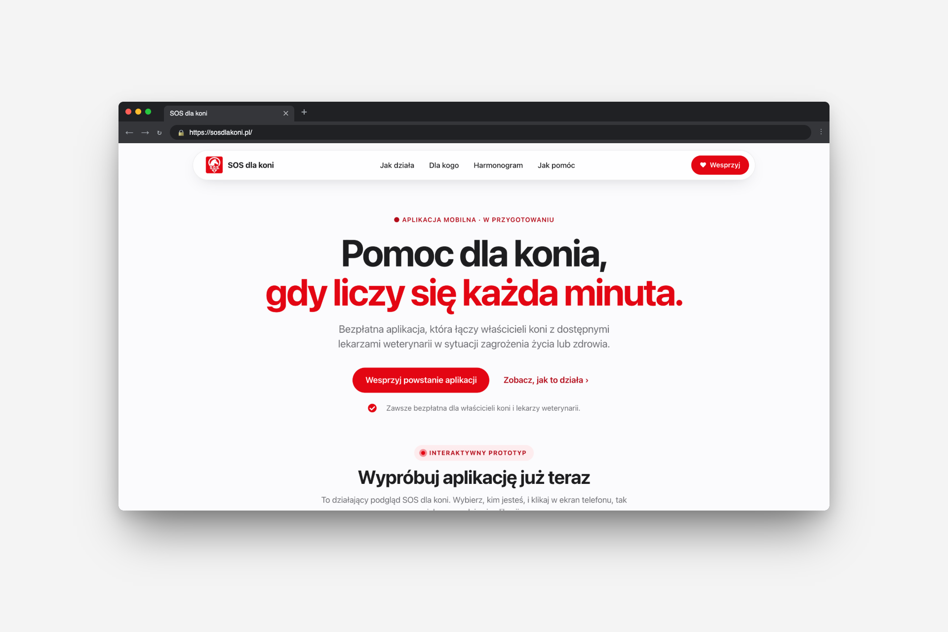 Strona sosdlakoni.pl w oknie przeglądarki